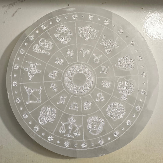 Selenite Zodiac Charger Plate