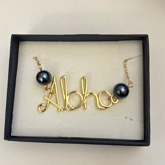 Gold Aloha Pearl Necklace