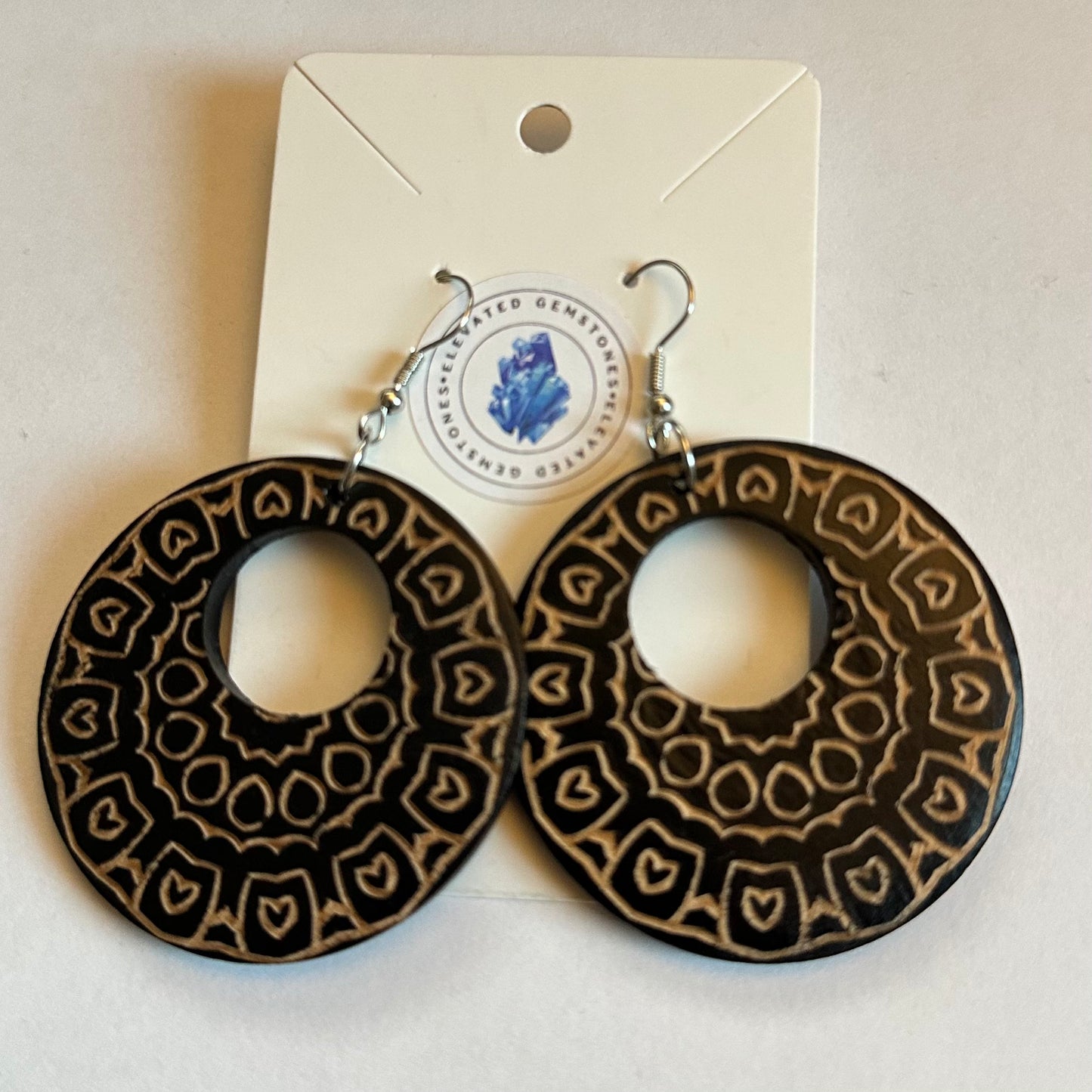 Tribal Wood Hoop Earrings
