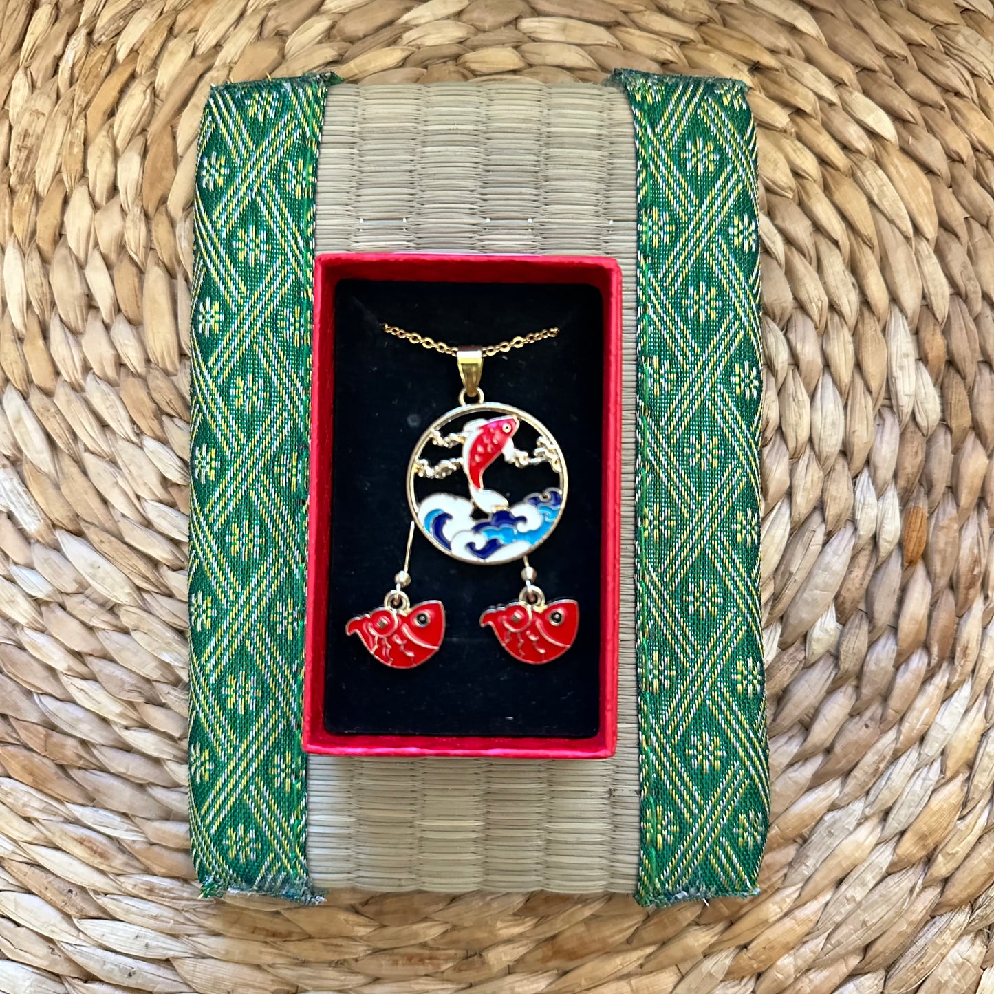 Red Koi Fish Jewelry Set