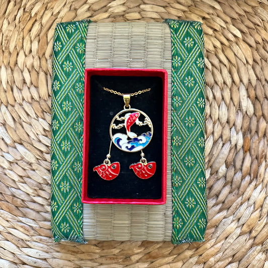 Red Koi Fish Jewelry Set