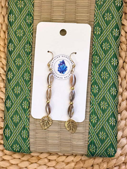 Mother Of Pearl Leaf 1 Earrings