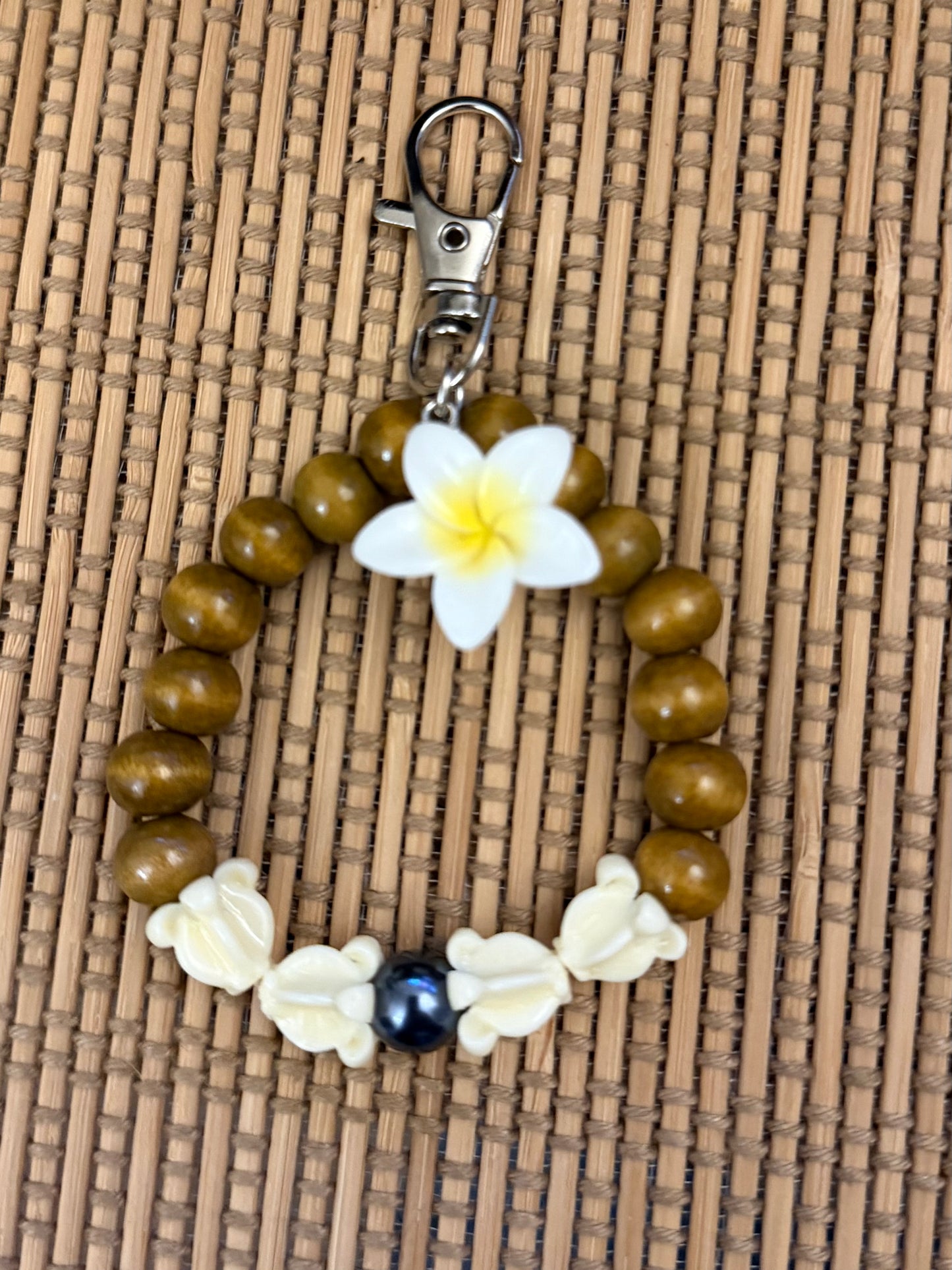Crown Flower Plumeria Lei Keychain