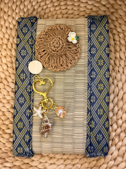 Rattan Hat Seashells Bag Chain