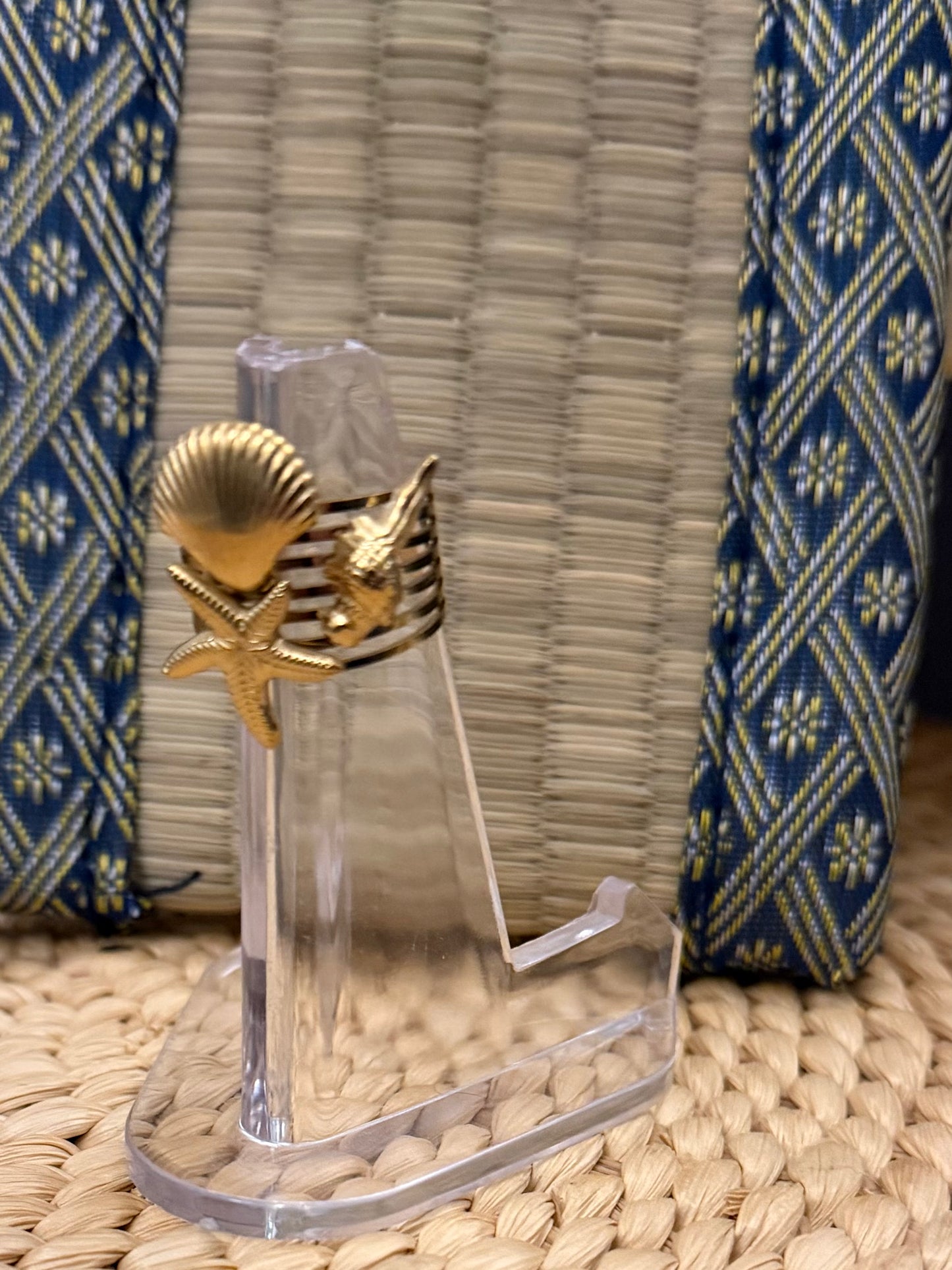 Gold Starfish Clam Conch Ring