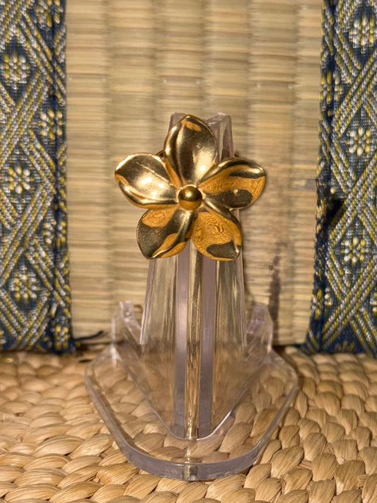 Gold Plumeria Flower Ring