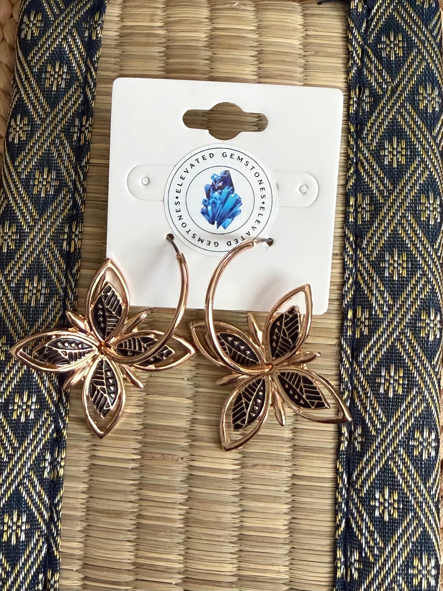 Gold Plumeria Tribal Earrings