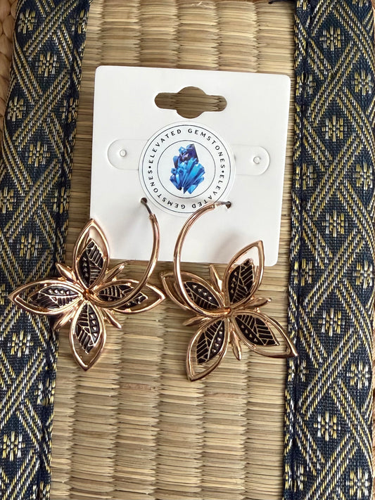Gold Plumeria Tribal Earrings