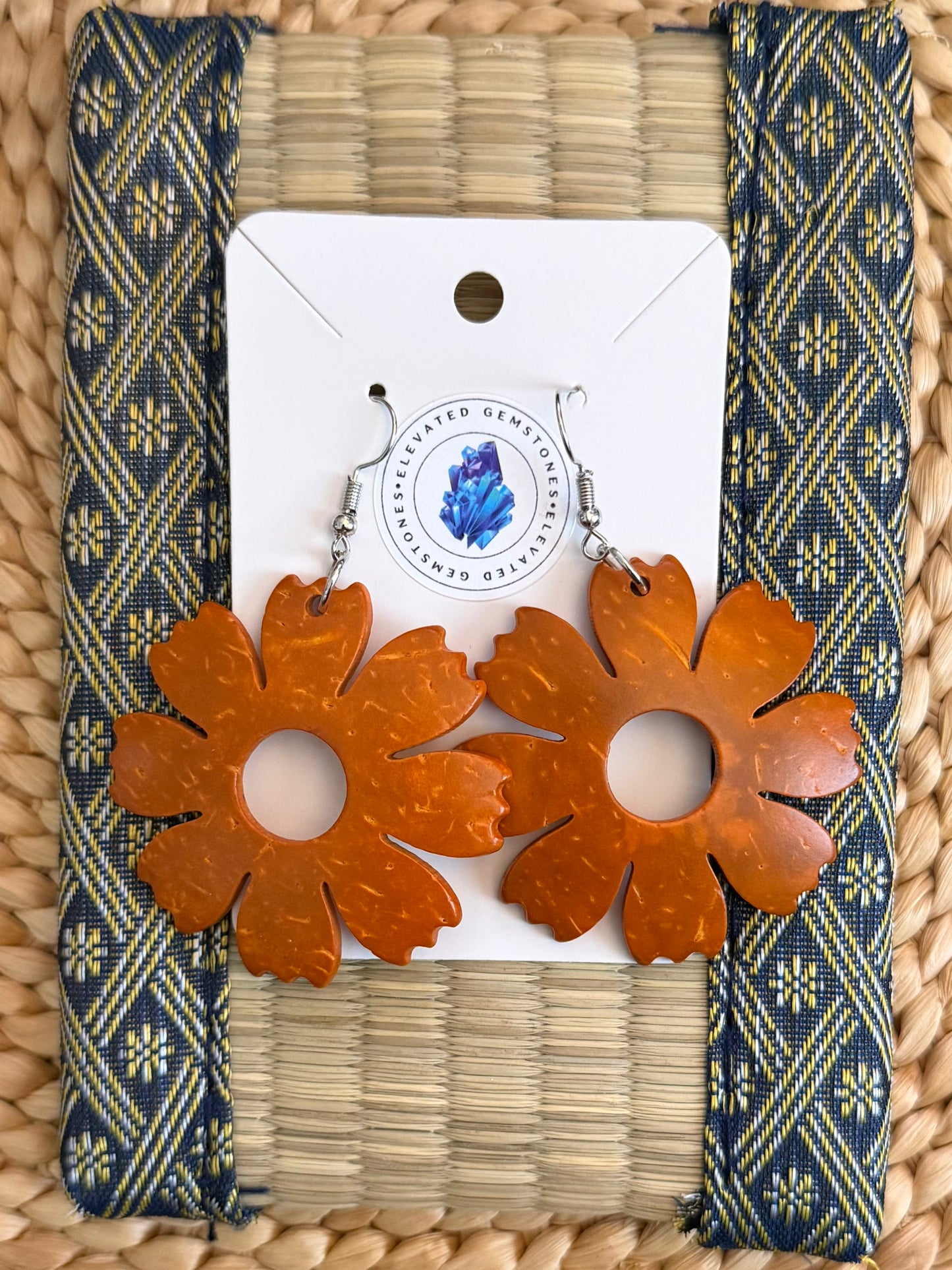 Coconut Shell Flower Earrings