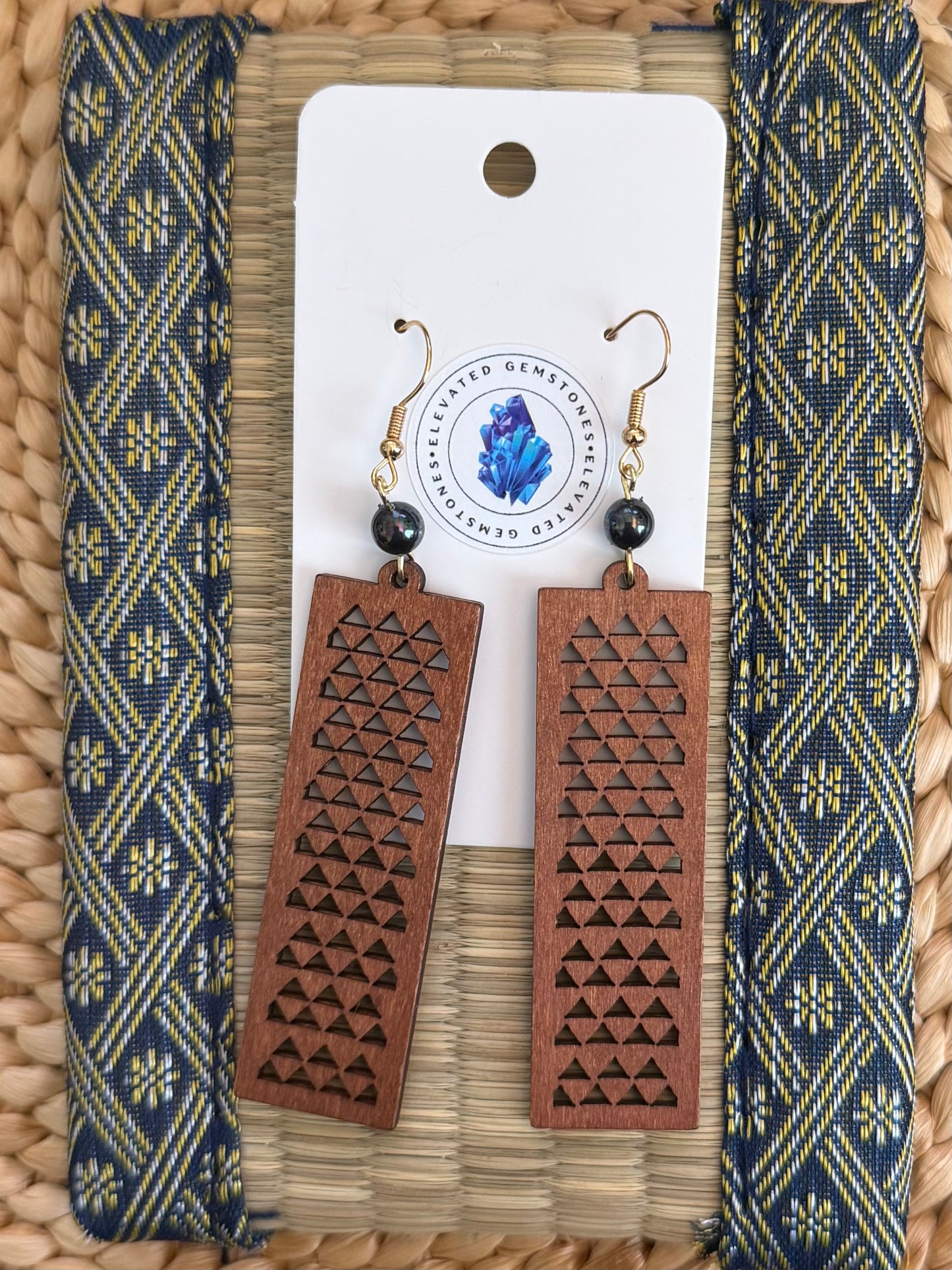 Peacock Pearl Wood Earrings