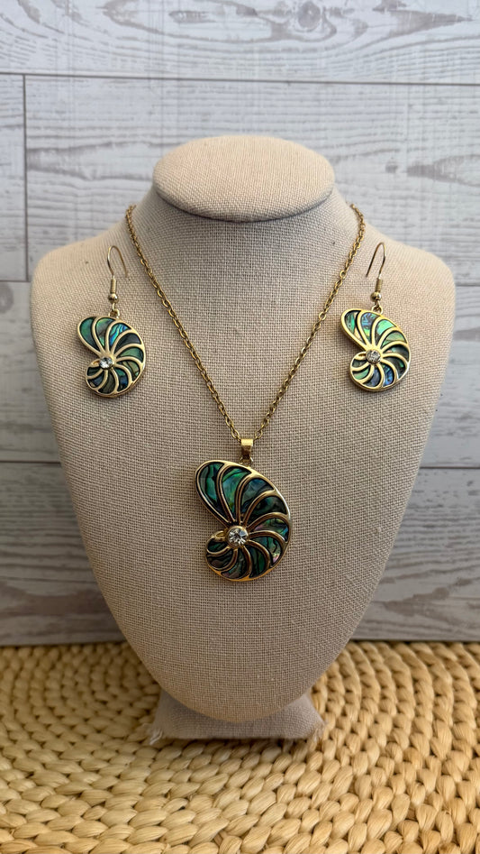 Abalone Ammonite Jewelry Set