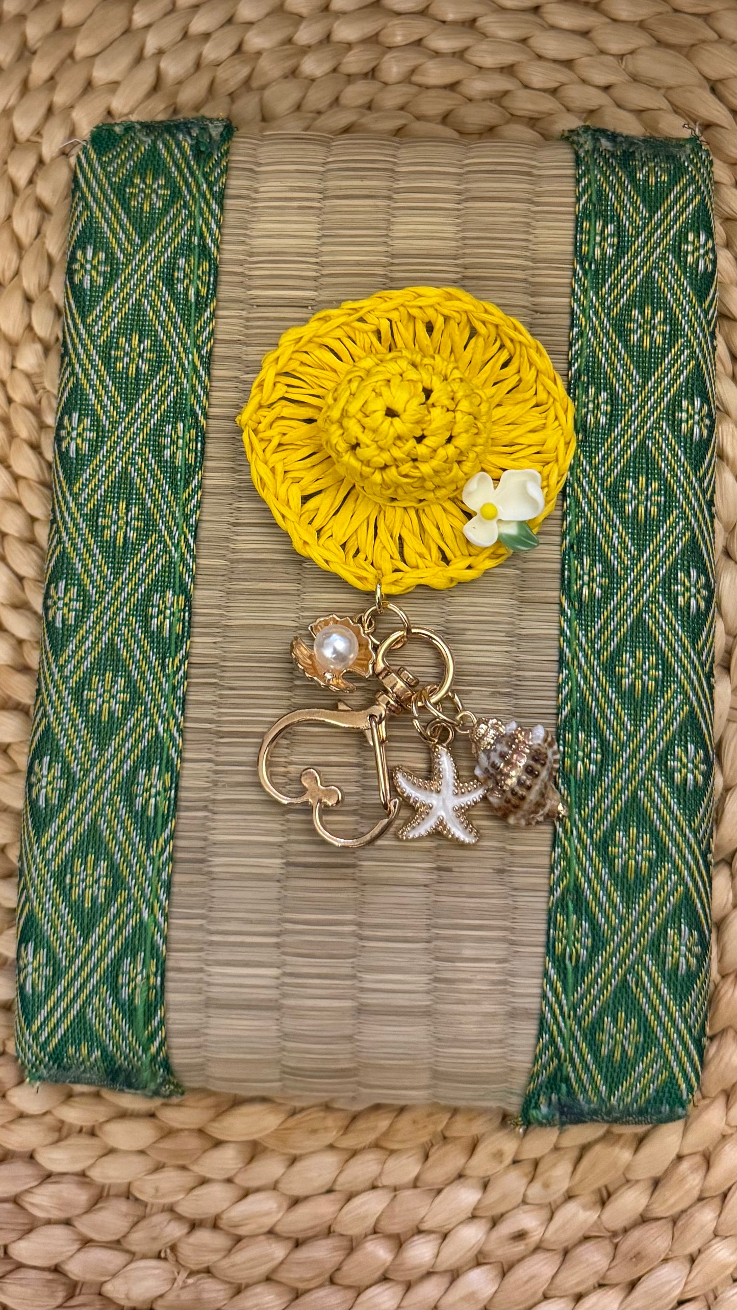 Rattan Hat Seashells Bag Chain