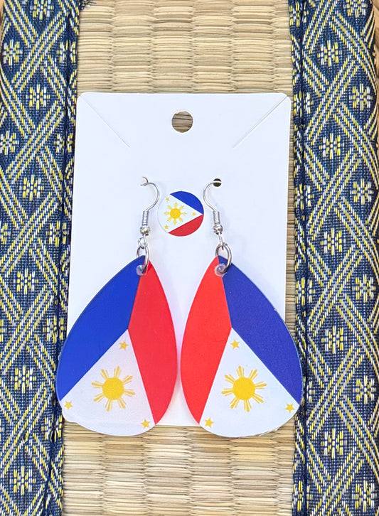 Philippine Flag Teardrop Earrings