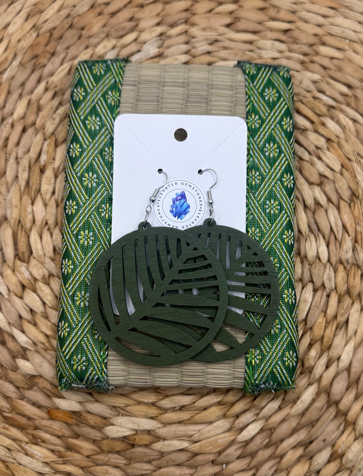 Green Round Fern Earrings