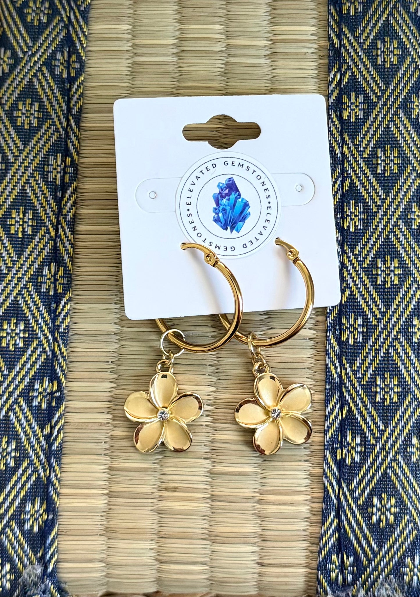Gold Flower Hoop Earrings Stainless Steel