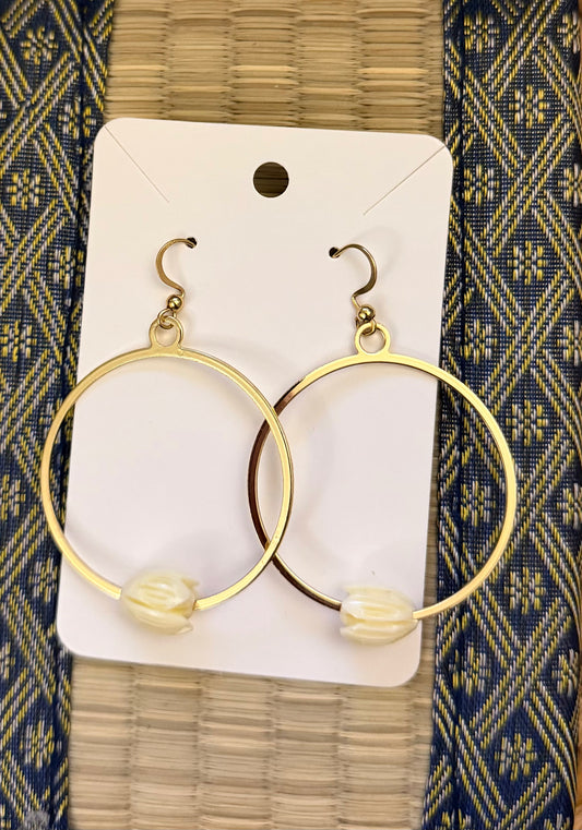 Pikake Jasmine Flower Hoop Earrings