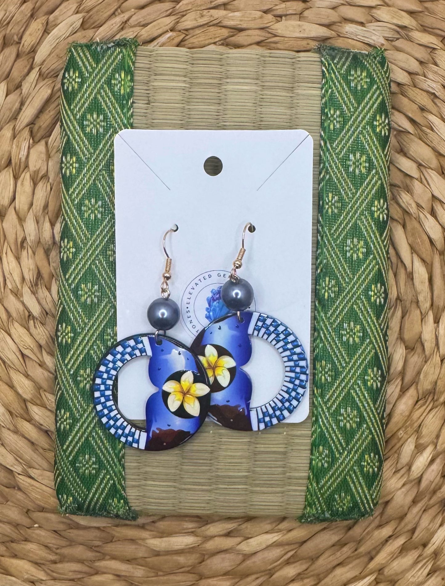 Island Circle Plumeria Earrings