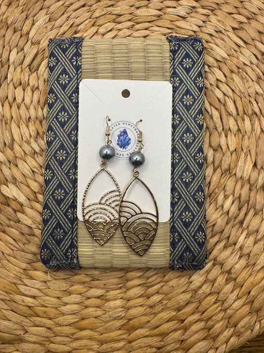 Pearl Geometric Dangle Earrings
