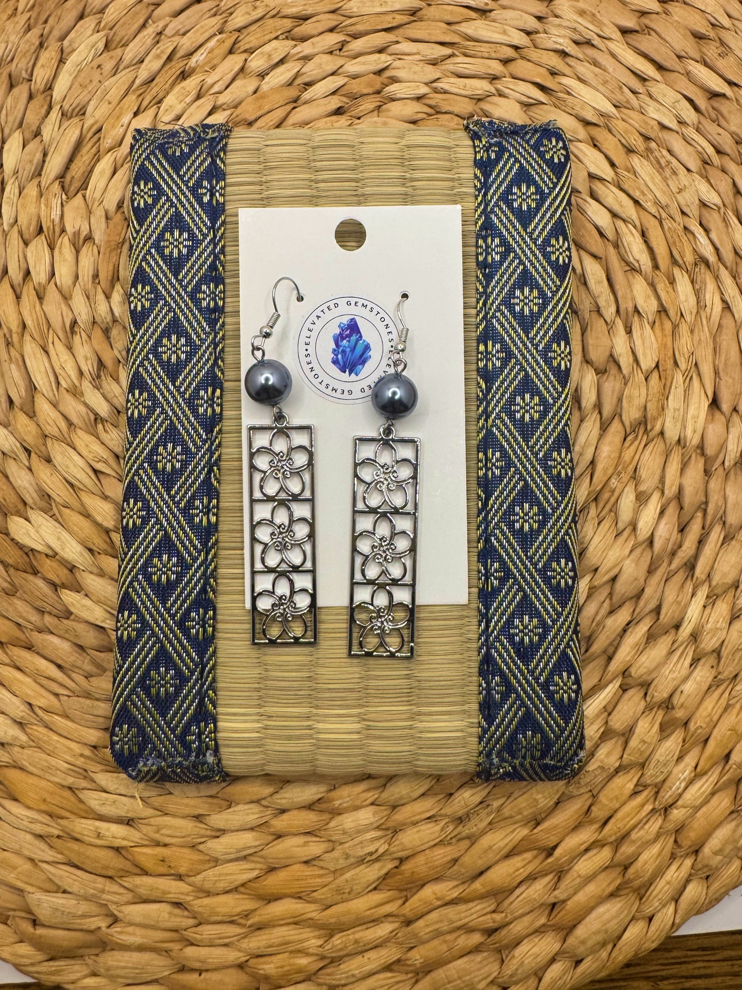Pearl Flower Rectangle Earring