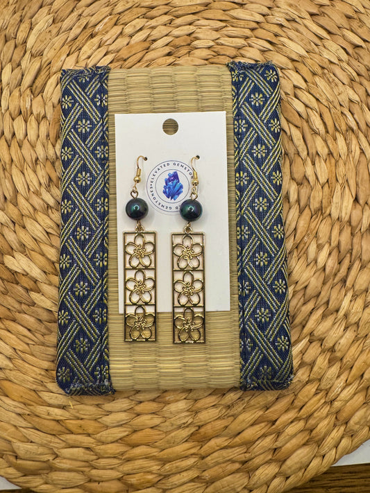 Pearl Flower Rectangle Earring