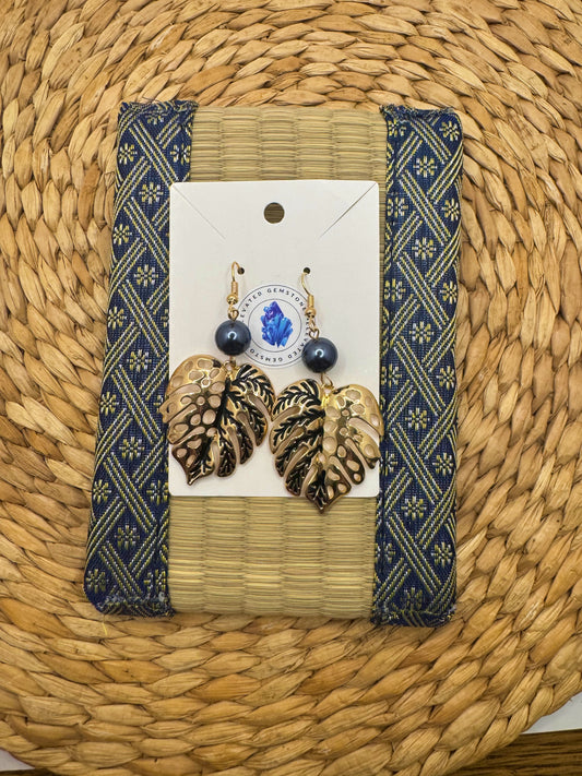 Pearl Monstera Earrings