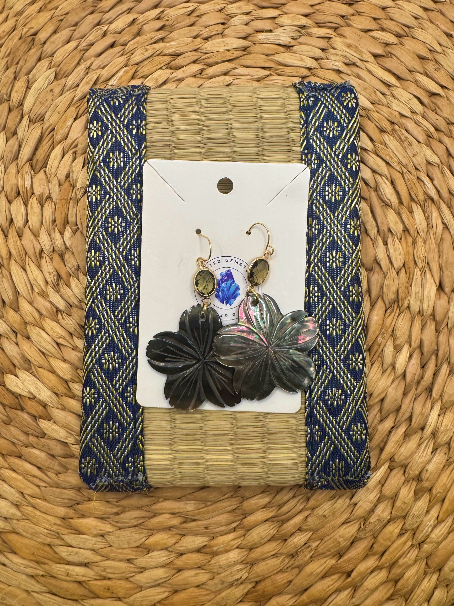 Black Shell Plumeria Earrings