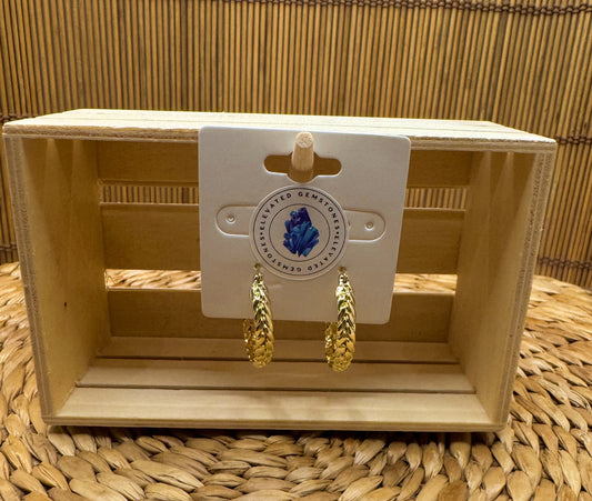 Double Leaf Stainless Steel Hoop Earrings