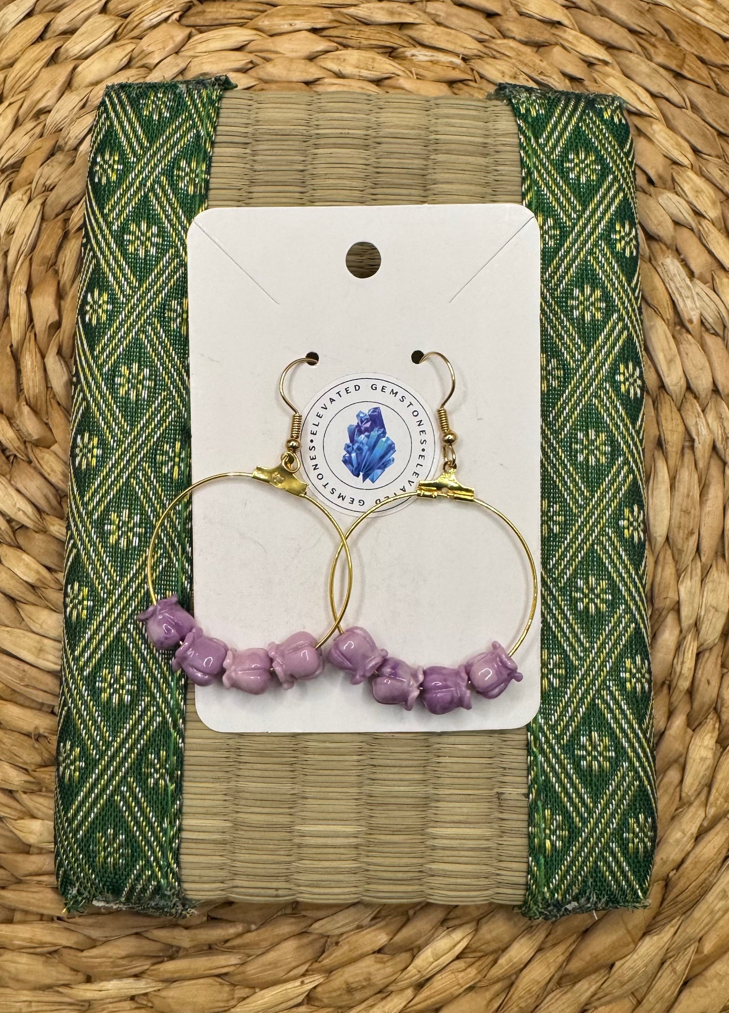 Crown Flower Hoop Earrings