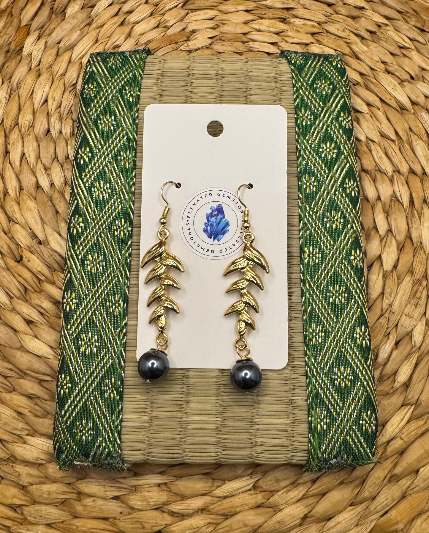 Pearl Leaf Drop Earrings