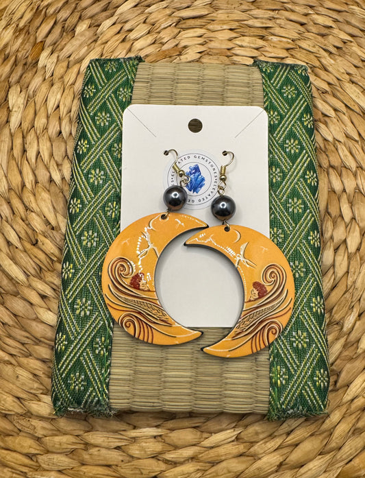 Pearl Crescent Moon Earrings