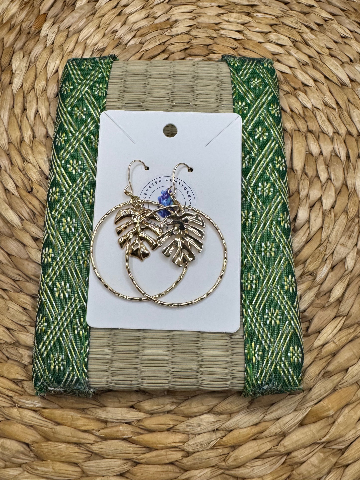 Gold Leaf Hoop Earrings