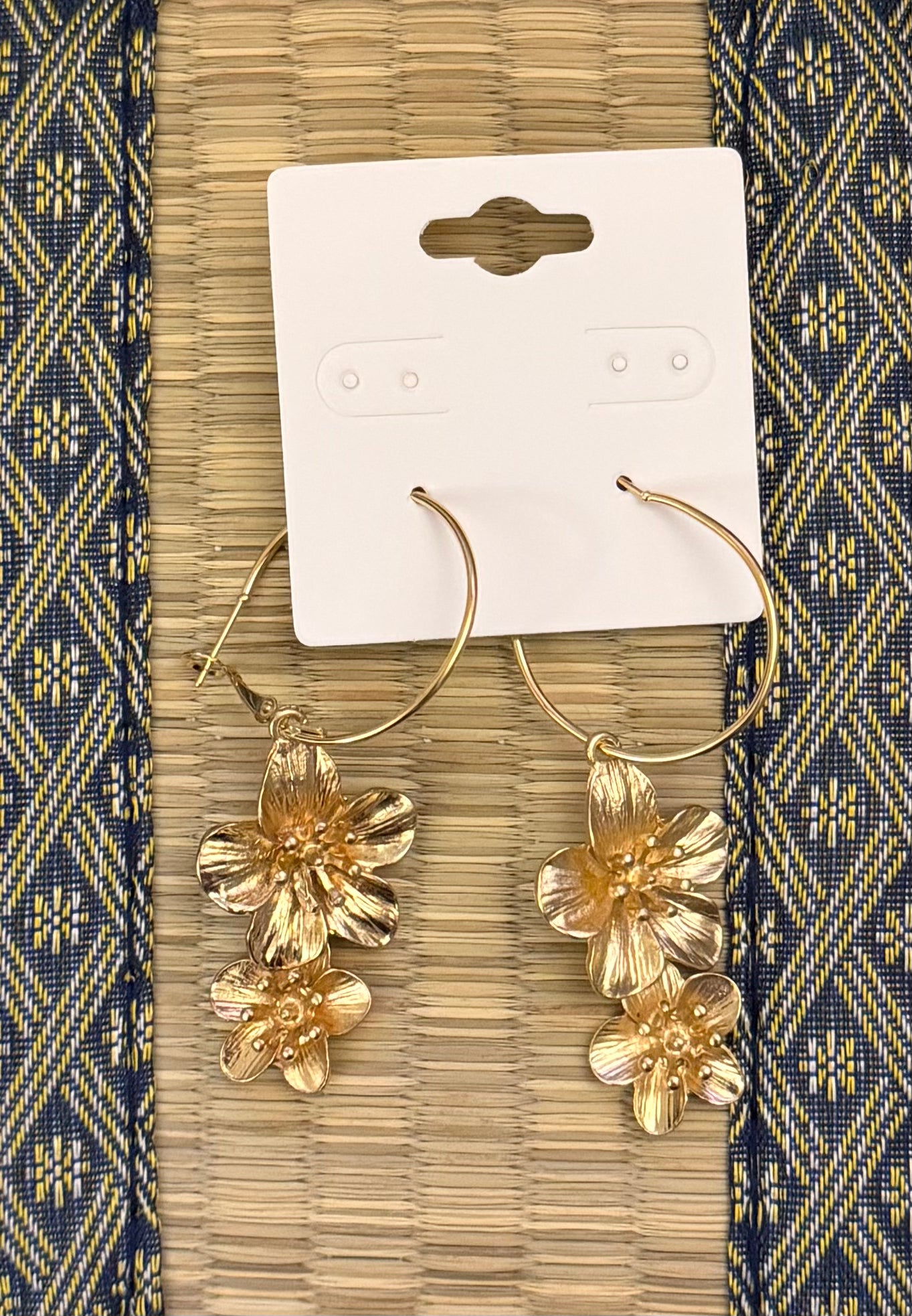 Two Hibiscus Drop Earrings