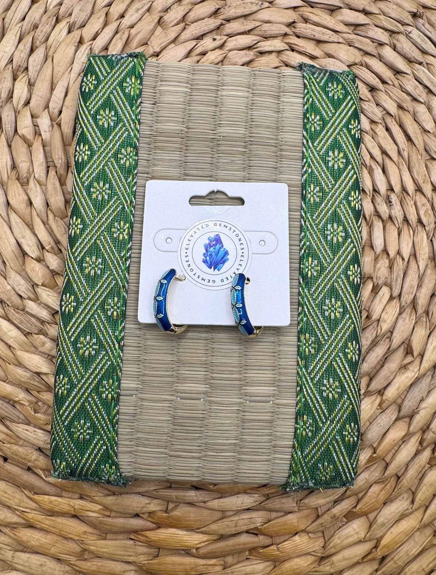 Blue Enamel Hoop Earrings