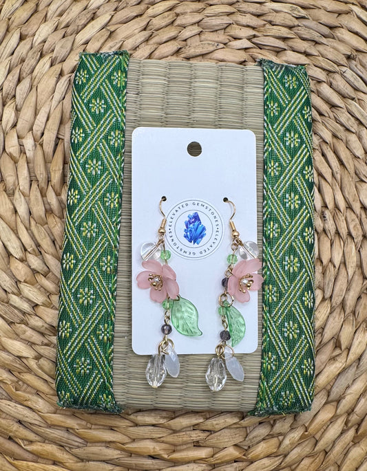 Cherry Blossom Leaf Dangle Earrings
