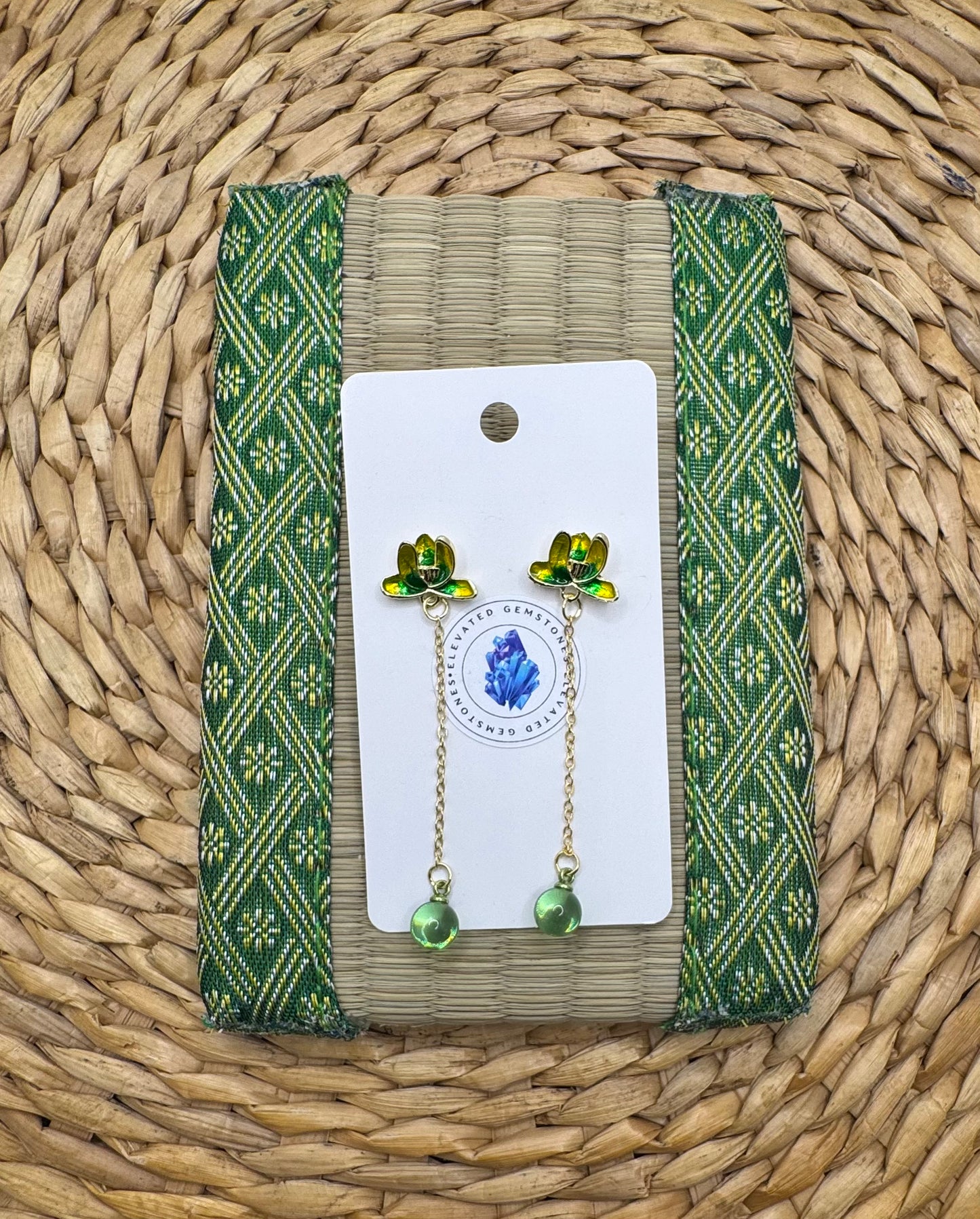 Green Lotus Earrings
