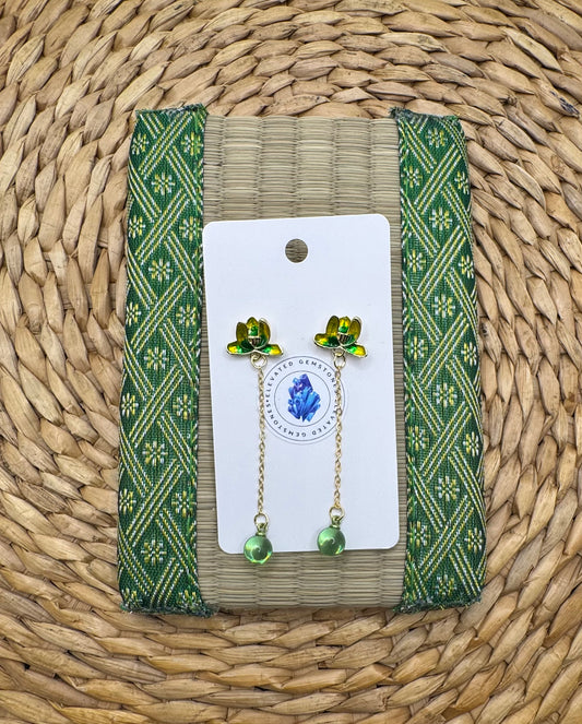 Green Lotus Earrings