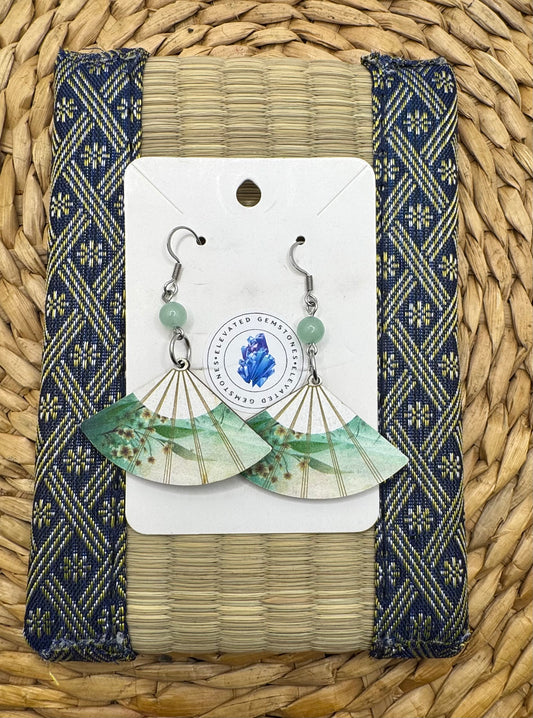 Green Fan Earrings
