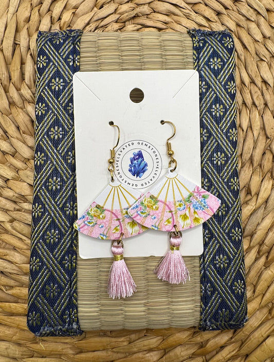 Pink Fan Earrings