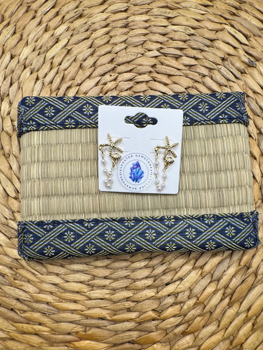 Starfish Pearl Dangle Earrings