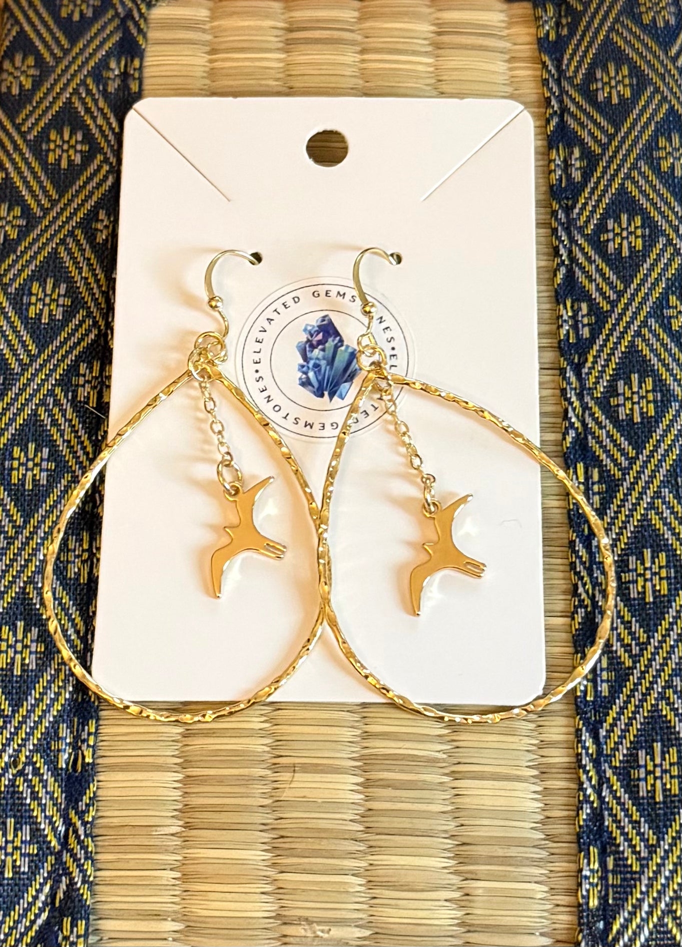 Bird Teardrop Hoop Earrings