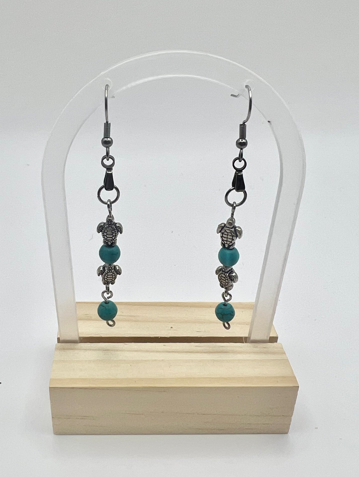 Turtle Blue Howlite Earrings
