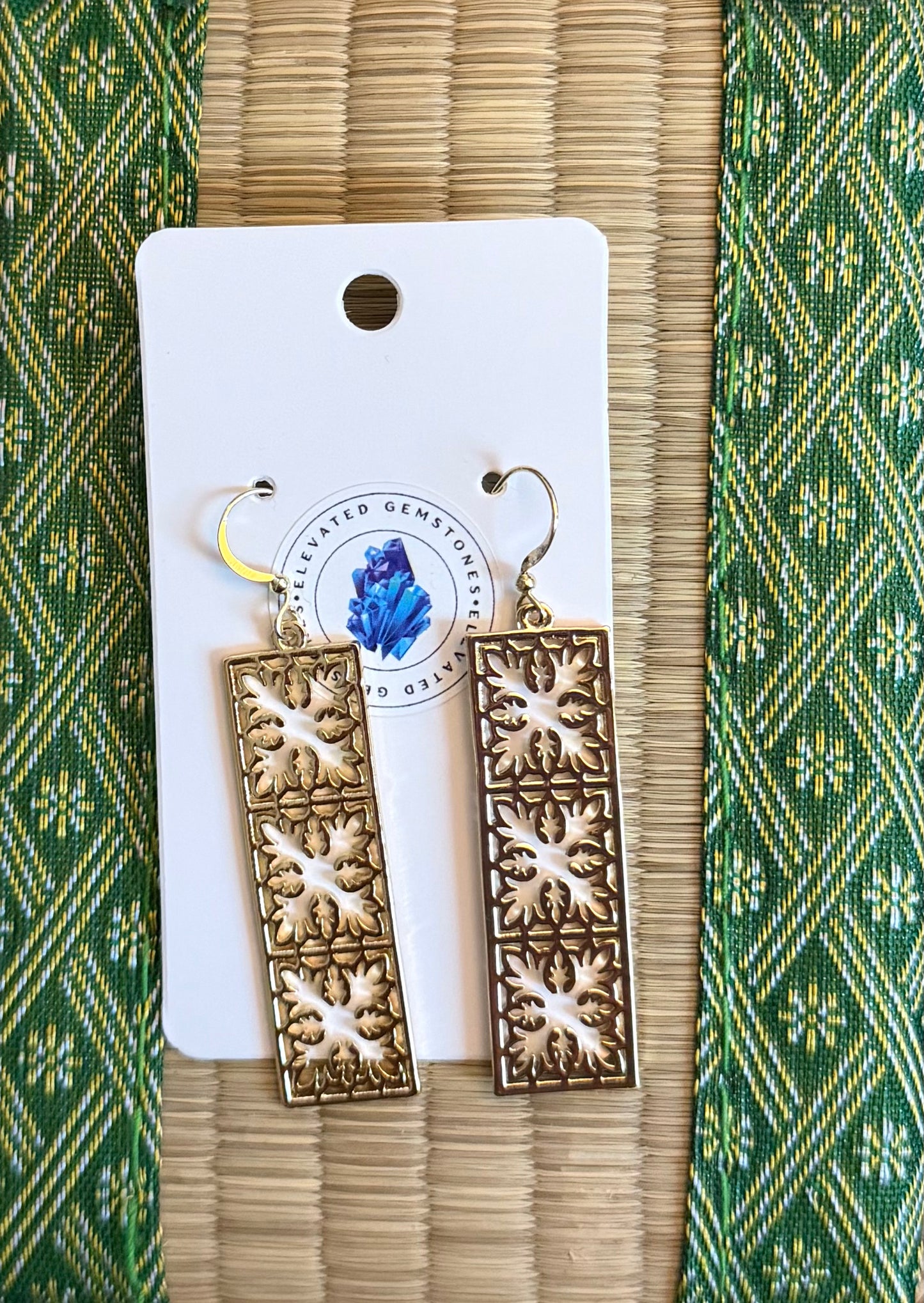 Gold Snowflake Square Earrings