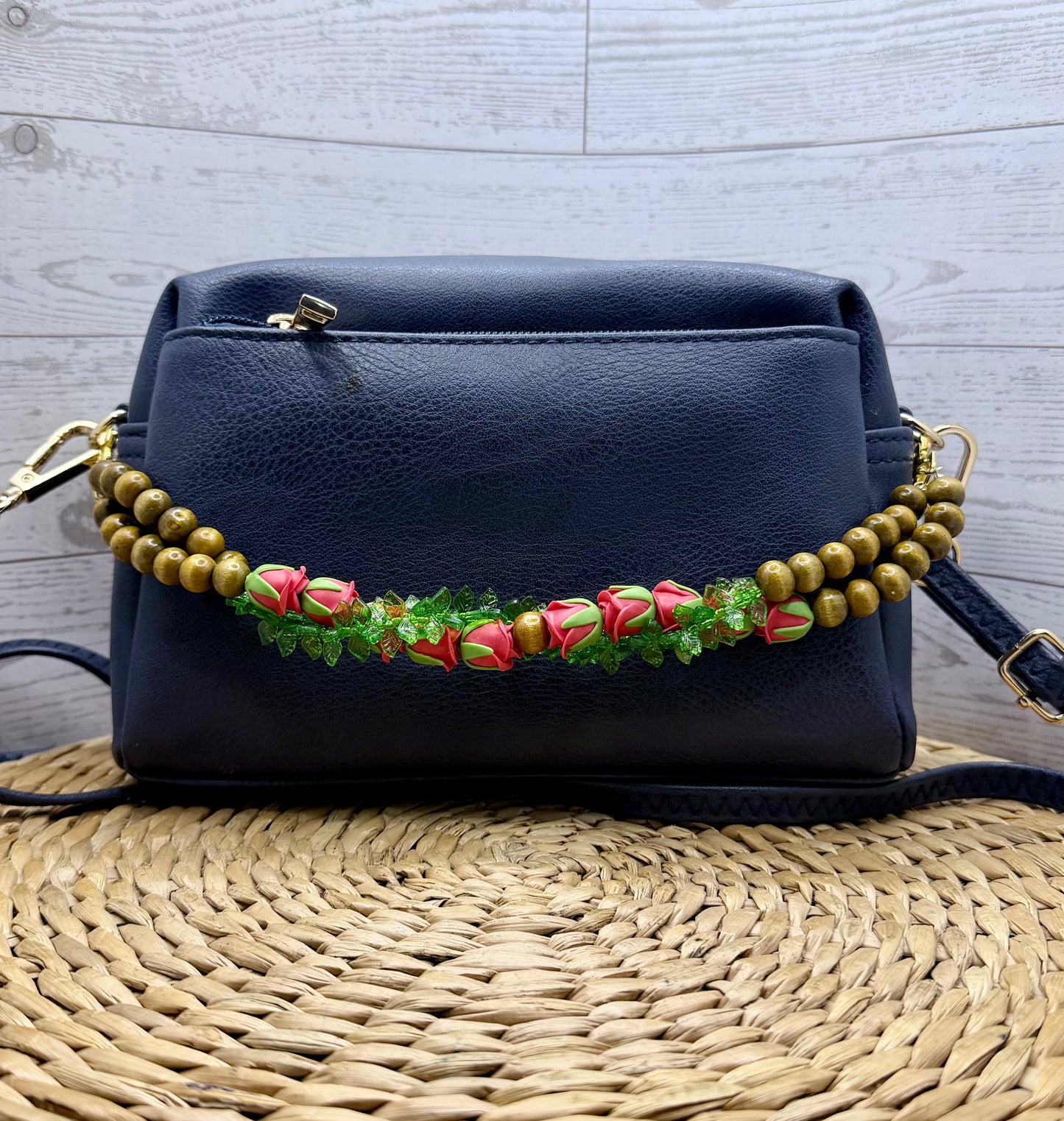 Rose Flower Green Fern Bag Lei