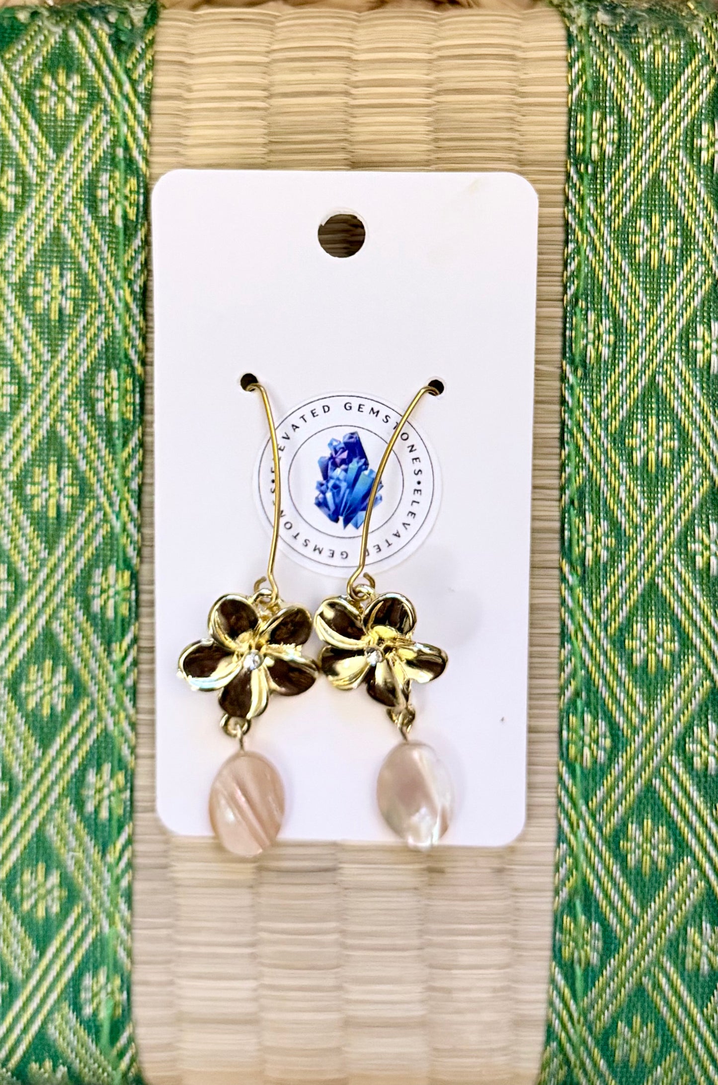 Plumeria Flower Mother of Pearl Drop Earrings