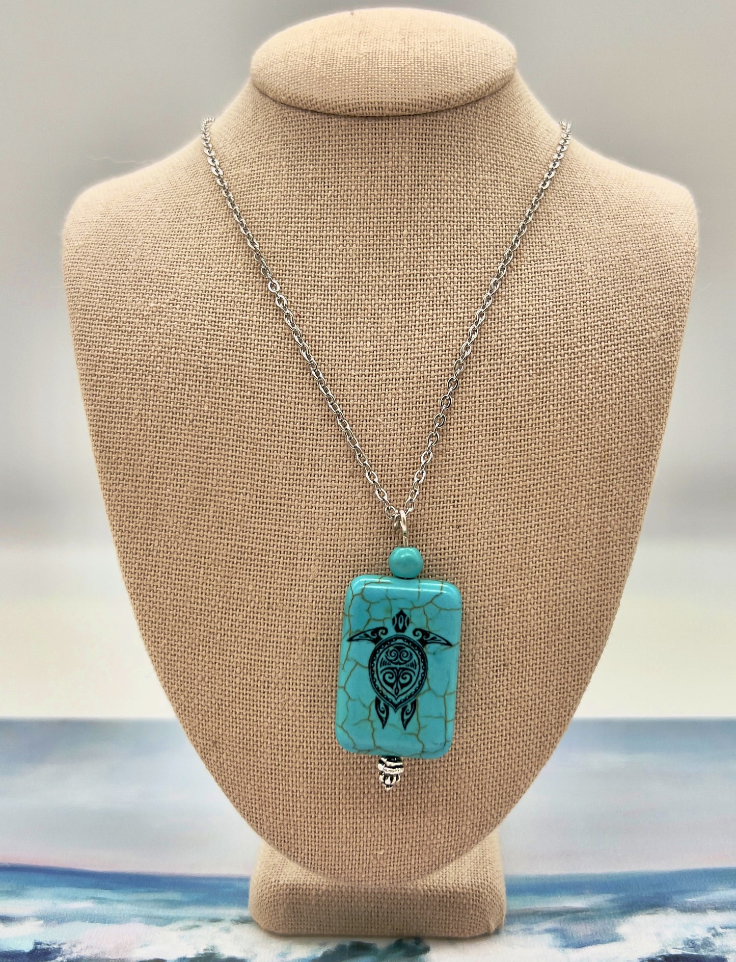 Blue Howlite Rectangle Jewelry Set