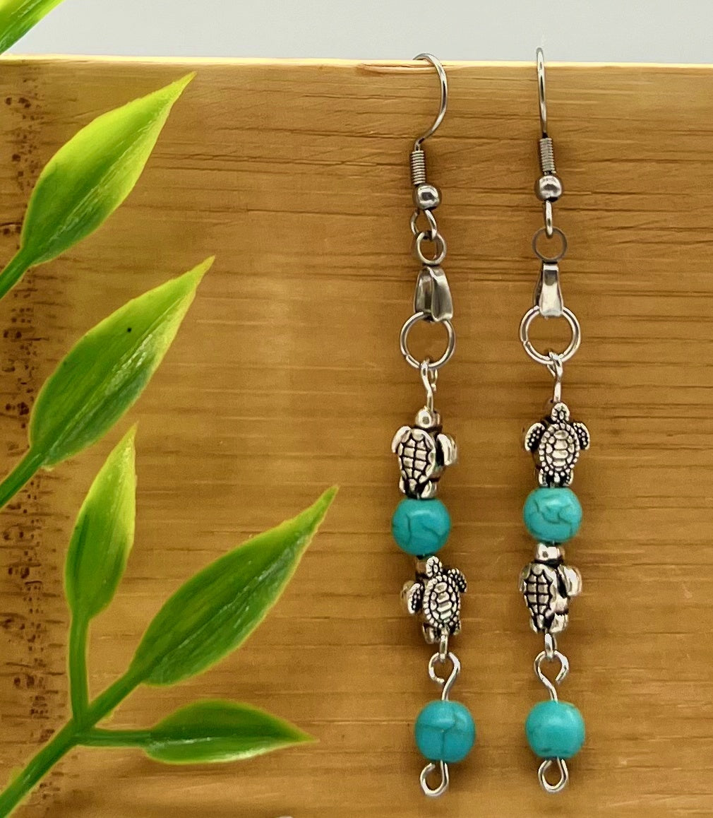 Blue Howlite Rectangle Jewelry Set