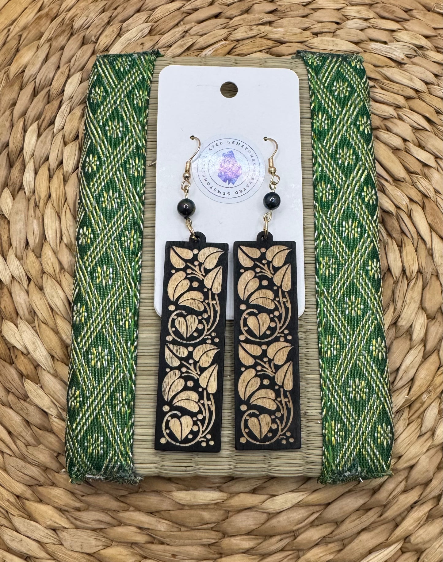 Peacock Pearl Leaf Earrings