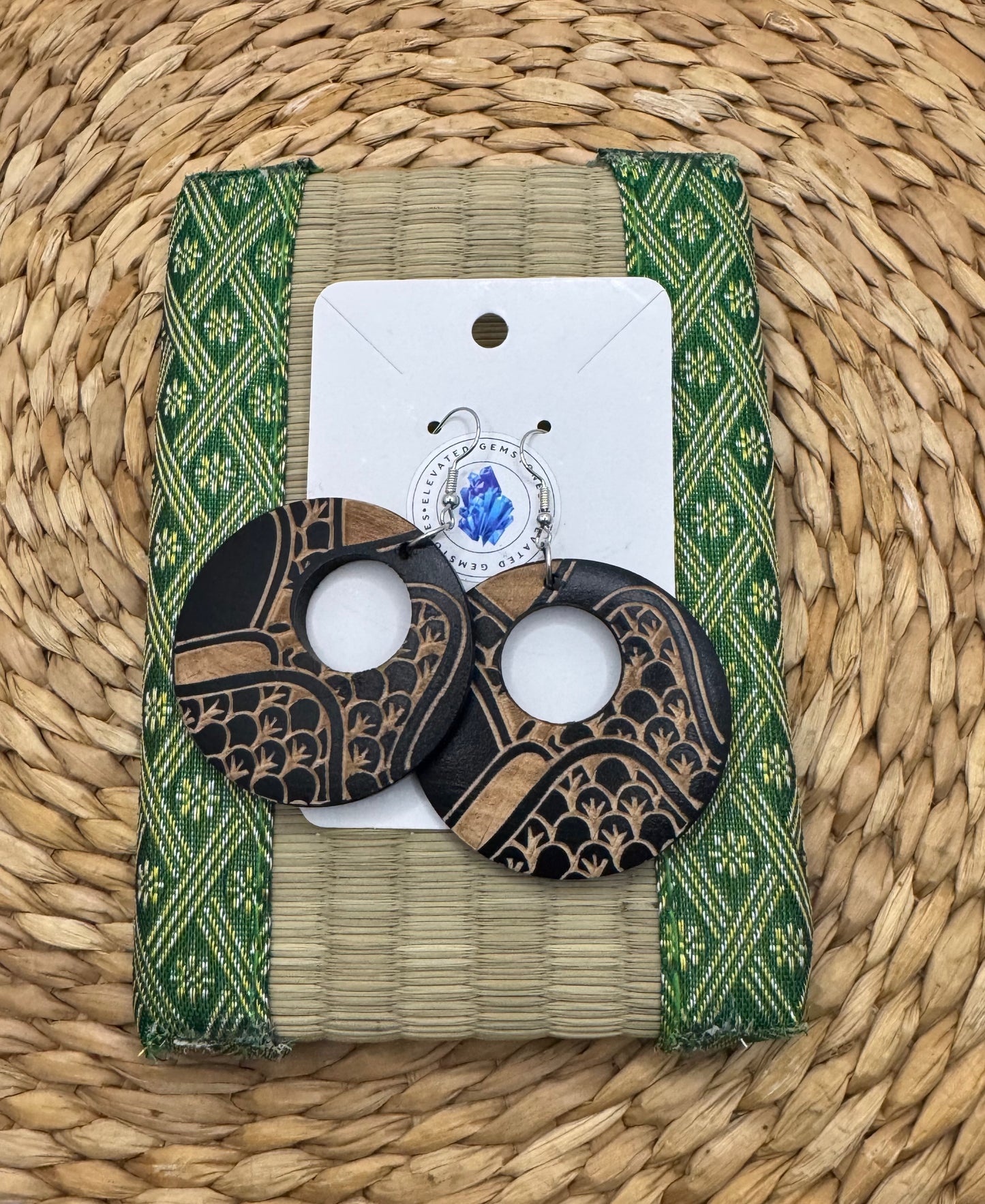 Tribal Round Wood Earrings