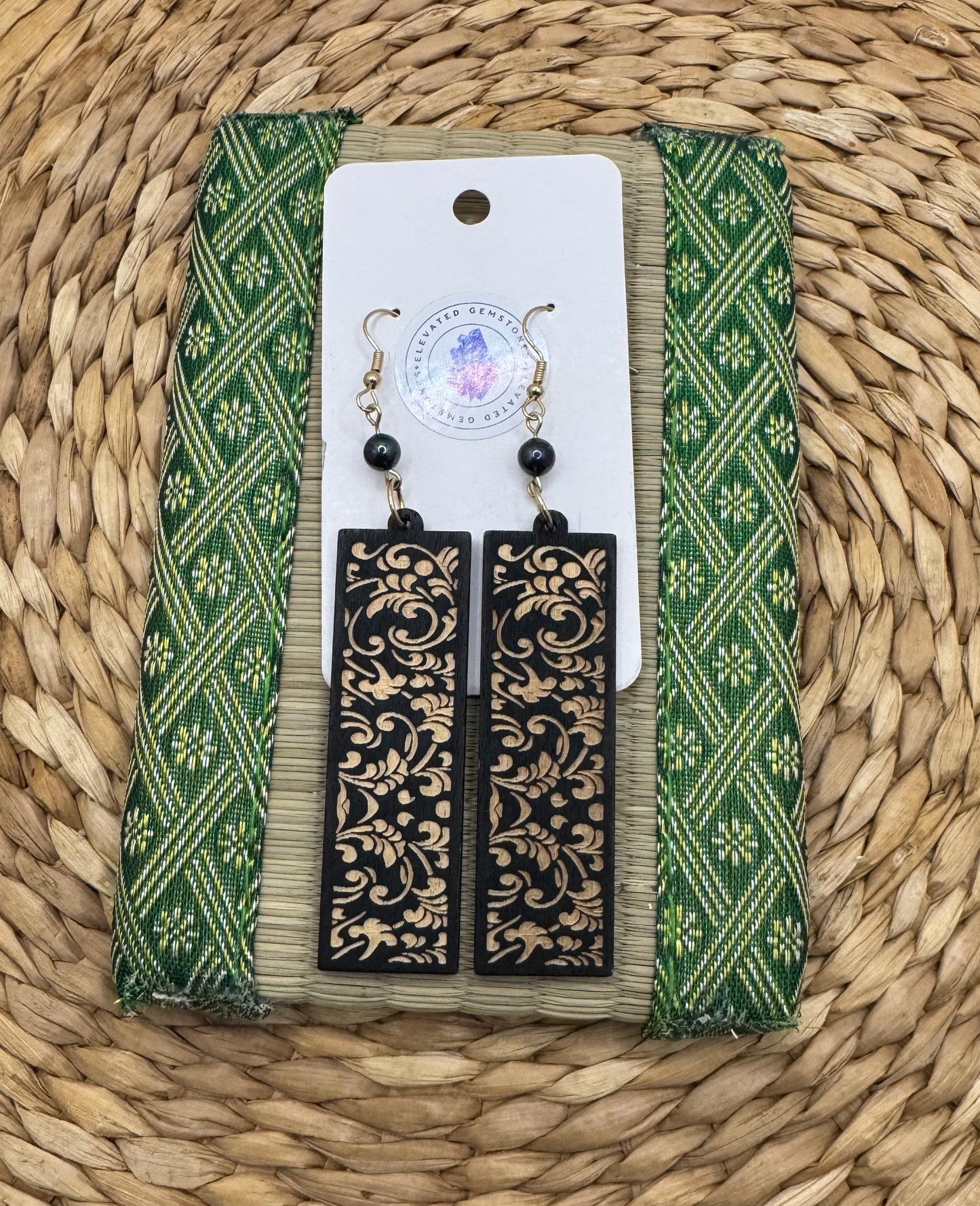Peacock Pearl Leaf Earrings