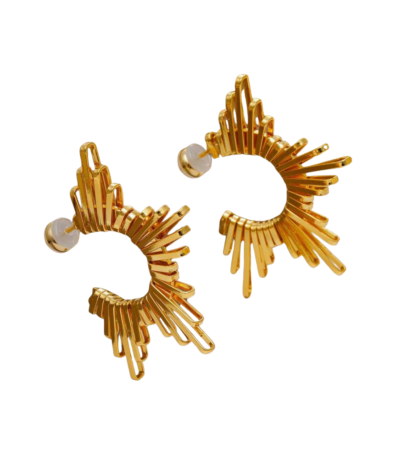 Gold Sun Radial Stud Earrings